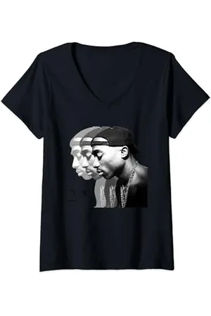 Tupac Shakur Tupac Repeat T-Shirt mit V-Ausschnitt