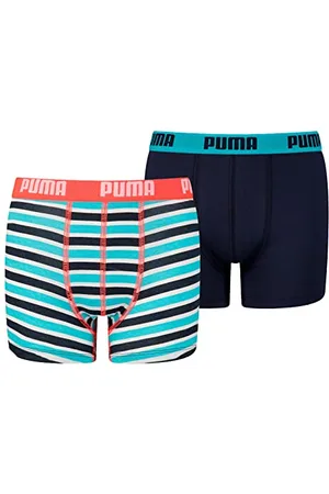 PUMA Kinder Boxer Unterwäsche, Rot/Blau, 122-128 (2er Pack)