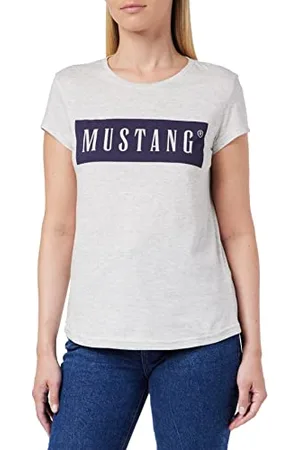 Mustang Damen Alina C Logo Tee 1013220 T-Shirt, Light Grey Melange , XS