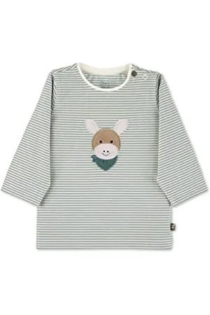 Sterntaler Baby Jungen Langarmshirt Baby GOTS Langarm-Shirt gestreift - Baby Shirt Langarm - mit Esel Stickerei und Knopf - , 50