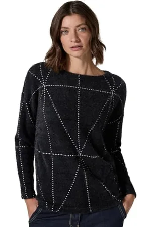 CECIL Damen B322389 Big Featheryarn Jacquard T-Shirt, ,XXL