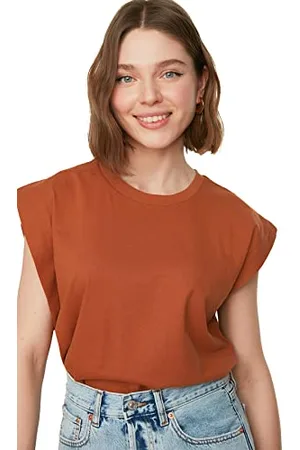 Trendyol Damen Ärmelloses Grundlegendes T-shirt T Shirt, , XS EU