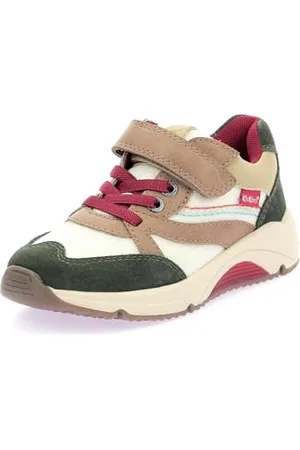 Kickers Jungen Unisex Kinder RUNRUN Sneaker, Khaki, Kamelrot, Rot, 33 EU
