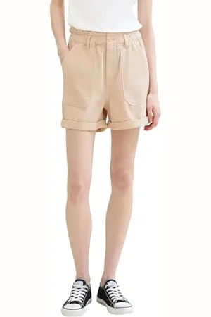 TOM TAILOR Damen Basic Paperbag Denim Shorts, bisque, M