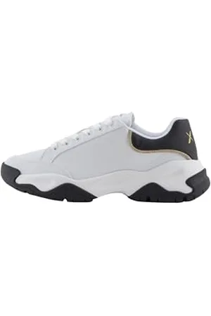 Armani Exchange Damen Wonder, Chunky Sole, Gold Details Sneaker, Op. White + Black, 35 EU