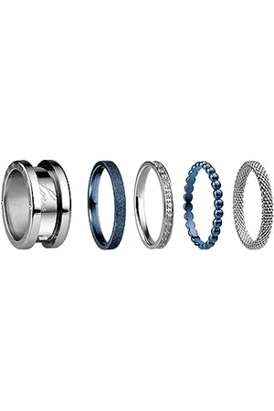 Bering Austauschbar Ring Set für Damen in Silber & Blau mit einzigartigem Twist- & Change System, Symphony-Set-A