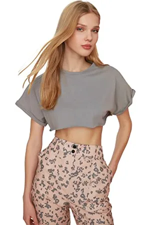 Trendyol Damen Crap-gestricktes T-shirt T Shirt, , L EU
