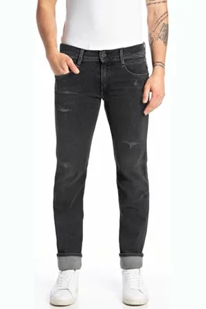 Replay Herren Jeans Hyperflex mit Stretch, Schwarz , 30W / 30L