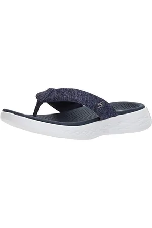 Skechers Damen On-The-go 600-15304 Flipflop, Marineblau/Weiß, 35 EU