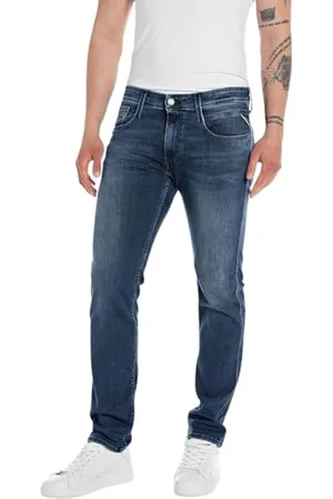 Replay Herren Jeans Anbass Slim-Fit mit Power Stretch, Medium Blue 009 (Blau), 33W / 32L