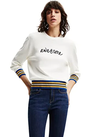 Desigual Damen Offwhite Jers_mara 1021 Off White Pullover Sweater, , L EU