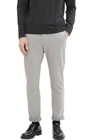 TOM TAILOR Herren Slim Fit Piqué Chino Hose im Jogger-Style mit Gummibund, , 34/32