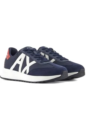 Armani Exchange Herren Dusseldorf Contrast Logo Sneaker, Navy+red, 44 EU