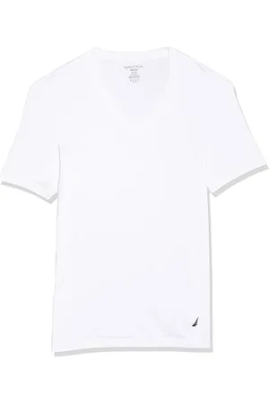 Nautica Herren Cotton V-Neck 3-Pack T-Shirt Unterwsche, Weiß, 3 Stück, L
