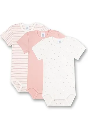 Sanetta Body Kurzarm (Dreierpack) Weiß Dots Rosa und Rosa Ringel | Hochwertiger und nachhaltiger Body für Mädchen aus Bio-Baumwolle. Inhalt: 3er Set Baby Body 092