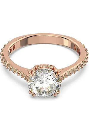 Swarovski Stilla Cocktailring, Rosé Vergoldeter Damenring mit Strahlenden Kristallen