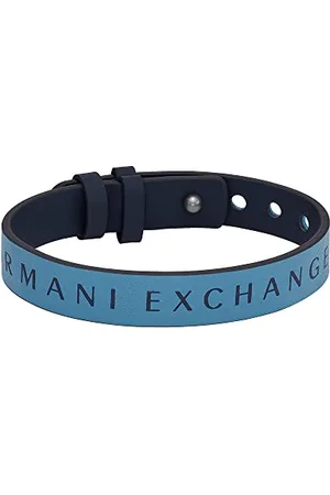Armani Exchange Armband Für Männer, Länge: 250mm, Breite: 13mm Blaues Lederarmband, AXG0106040