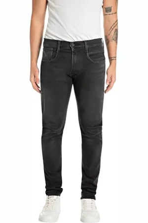 Replay Herren Jeans Anbass Slim-Fit, Schwarz , 32W / 34L