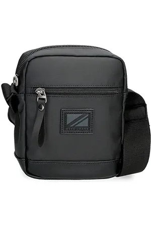 Pepe Jeans Straps Schwarze Umhängetasche 15x19,5x6 cm Polyester mit Kunstlederdetails