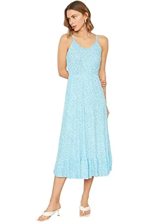 Trendyol Damen Skater Regular Fit Strickkleid Midi-Skaterkleid mit normaler Passform, , L