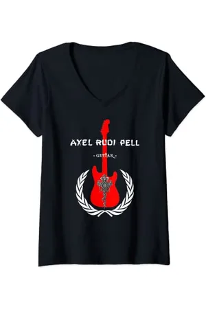 Axel Rudi Pell Damen T-Shirt mit Gitarrenlogo T-Shirt mit V-Ausschnitt