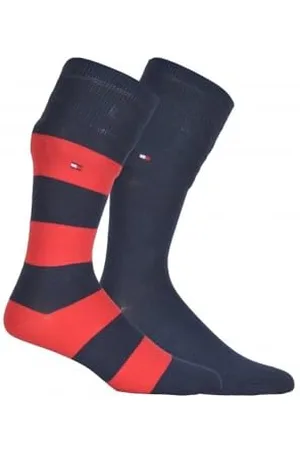 Tommy Hilfiger Herrensocken Doppelpack Uni/Ringel /rot Größe 43-46