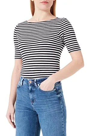 Marc O’ Polo Marc OߴPolo Damen T-Shirt mit U-Boot-Ausschnitt gestreift, Mehrfarbig (Multi/Night Sky), XXS