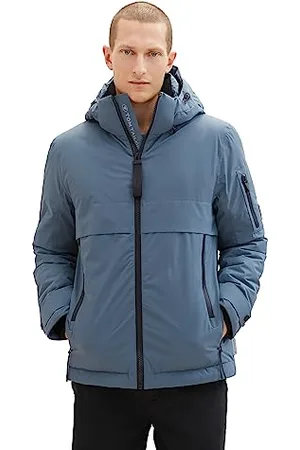 TOM TAILOR Herren 1037353 Hybrid Daunenjacke mit Abnehmbarer Kapuze, 32506-dusty Dark Teal, M