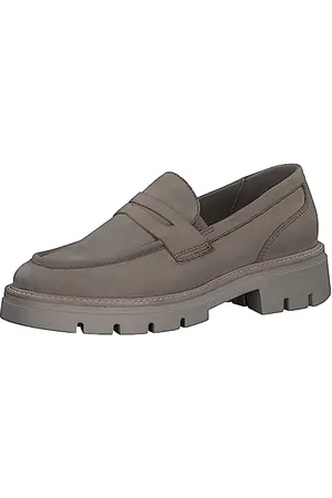 Marco Tozzi Damen Loafer mit Plateau aus Leder Klassisch, Braun , 42
