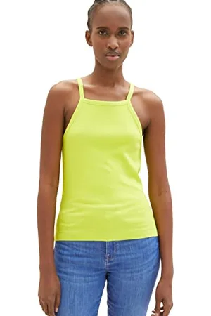 TOM TAILOR Damen 1035368 Tanktop mit Rippstruktur, 24702-Neon Lime, XS