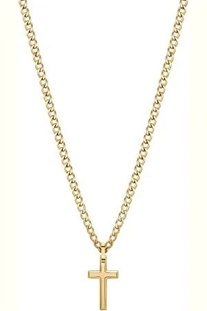 Brosway Halskette Ink für Herren aus 316L-Edelstahl mit 14-Karat- -Beschichtung und kreuzförmigem Anhänger, Karabinerverschluss, Länge: 50 cm, BIK30
