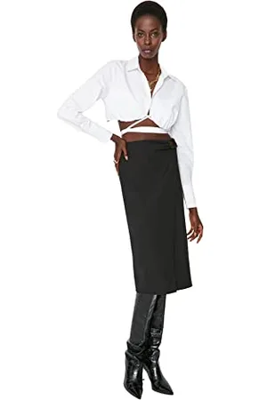 Trendyol Damen Midi Bleistiftrock Webstoff Rock Skirt, , 36