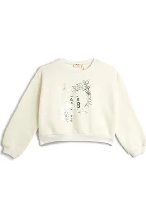 Koton Girls Oversized Sweatshirt Long Sleeve Crew Neck Brightly Printed Brushed Interior