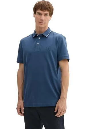 TOM TAILOR Herren 1043721 Basic Piqué Poloshirt mit Logo-Print, 26779-Nighttime Blue, XXL