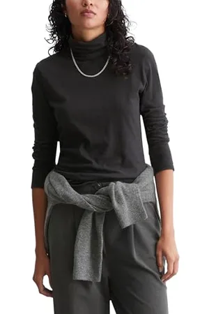 Marc O’ Polo Marc OߴPolo Denim Damen Langarmshirt aus Bio-Baumwolle mit Rollkragen, (Black), XS