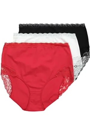 Ulla Popken Damen Maxislips, 3er-Pack, High Waist, Spitze Hose, , 54-56 EU