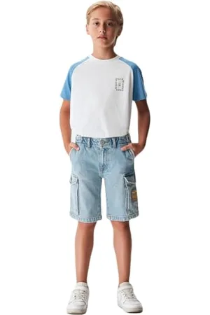 LTB Shorts für Jungen Mallow B Bermudas Gerade Mittlere Taille mit Reißverschluss in Blau aus Baumwollmischung - Größe 158CM