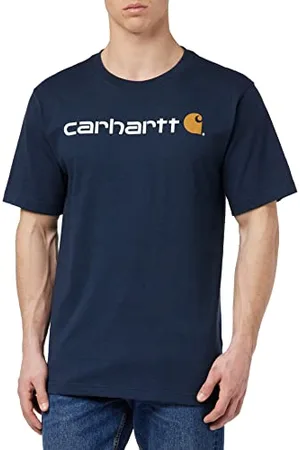 Carhartt Herren, Lockeres, schweres, kurzärmliges T-Shirt mit Logo-Grafik, Marineblau, XL