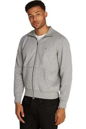 Tommy Hilfiger Herren Sweatshirt mit Reißverschluss Essential Fleece Stehkragen, Grau (Medium Grey Heather), M