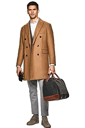 Hackett Mens Camel Broken Twill Db Jacket, , 38W/32L