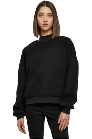 Urban classics Damen TB6089-Ladies Sherpa Crewneck Sweatshirt, Black, XL