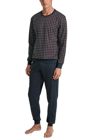 Calida Relax Comfy Bündchen-Pyjama Herren, aus 100% Dicker Baumwolle