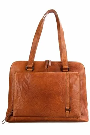 Spikes&Sparrow Leder Laptop-Schultertasche Billie