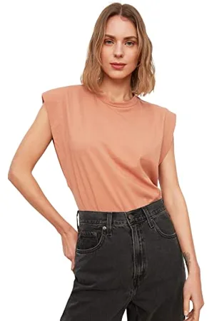 Trendyol Damen T-shirt mit Sleeveless Basic T-Shirt Westlich, , XL
