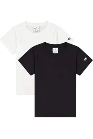 Champion Mädchen Legacy American Classics G-C-Logo S-s 2er Pack Crewneck T-Shirt, weiß/schwarz, 15-16 Jahre