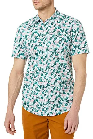 Amazon Herren Schmal Geschnittenes Bedrucktes Hemd Mit Kurzen Ärmeln Und Knopfleiste, , XXL