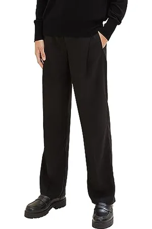 TOM TAILOR Damen Straight Leg Hose mit Bügelfalte, deep black, 40/30