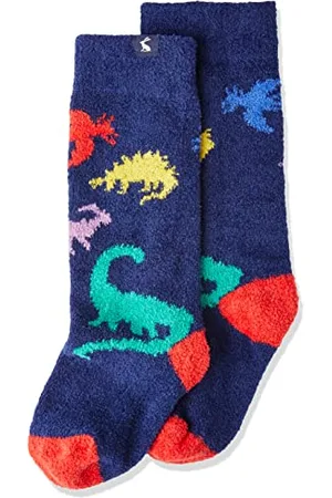 Joules Jungen Fleece Socks, Breathable and Super Soft Fluffy- All Over Dino, M