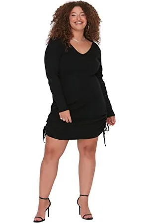 Trendyol Damen Mini Jile Slim Dress Kleid, Schwarz, 3XL EU