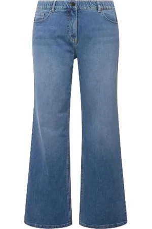 Ulla Popken Damen, große Größen, Marlenejeans Mary, weites Bein, Komfortbund, Biobaumwolle